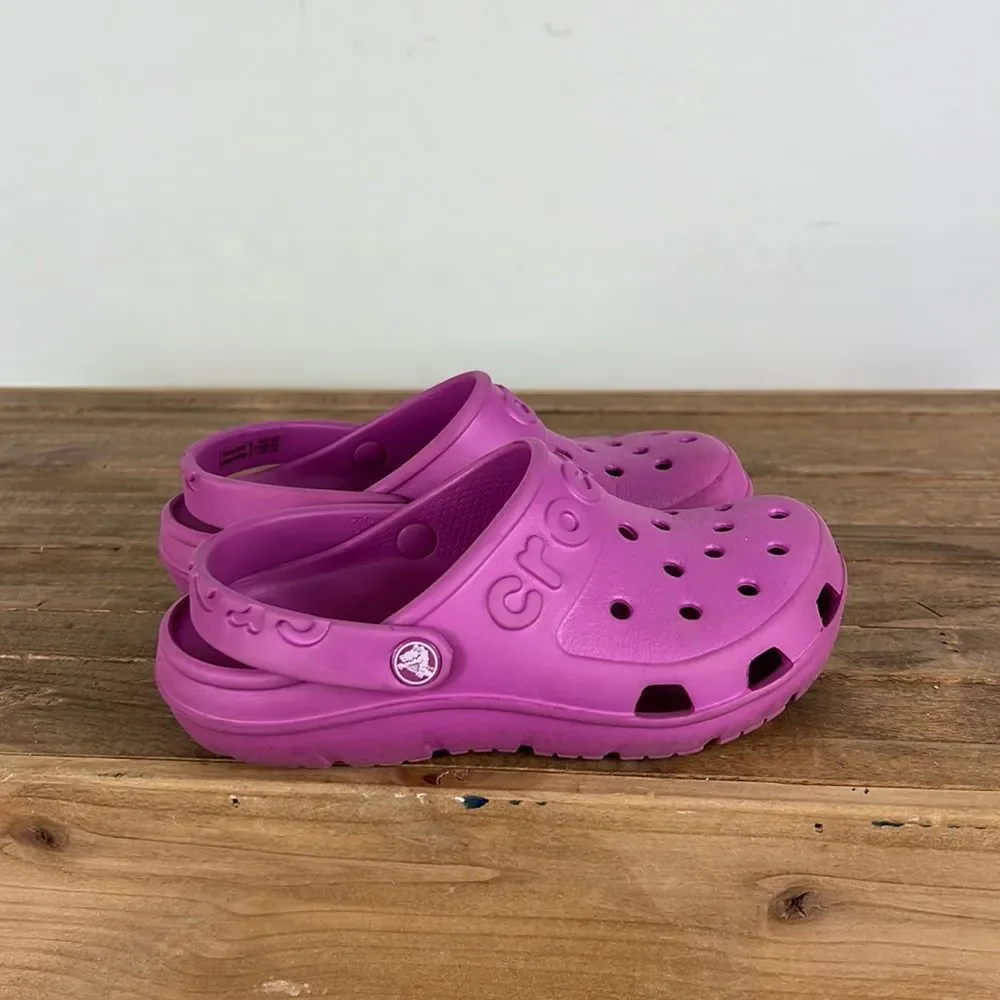 Crocs bubblegum pink slip on classic sling back clogs us youth kids size 11